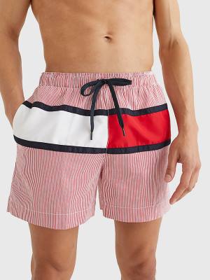 Bañadores Tommy Hilfiger Ithaca Stripe Colour-Blocked Mid Length Shorts Hombre Rojas | TH160OBX