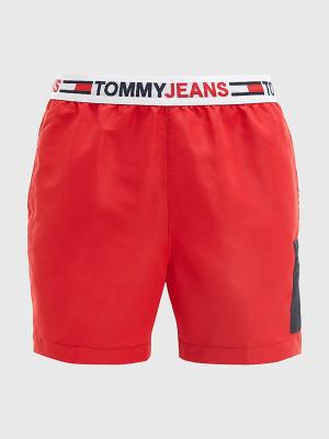 Bañadores Tommy Hilfiger Logo Waistband Mid Length Shorts Hombre Rojas | TH024XQB