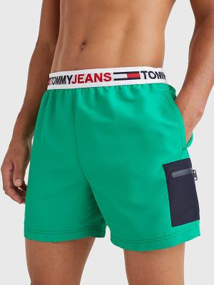 Bañadores Tommy Hilfiger Logo Waistband Mid Length Shorts Hombre Verde | TH243CTB