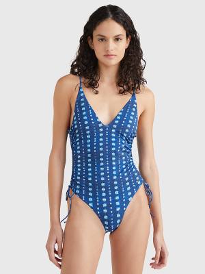 Bañadores Tommy Hilfiger Shibori Print One Piecesuit Mujer Azules | TH256NAO