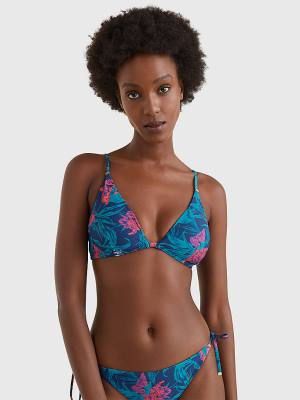 Bañadores Tommy Hilfiger Tropical Print Triangle Bikini Top Mujer Azules | TH528OMA
