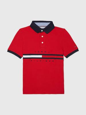 Camiseta Tommy Hilfiger Adaptive Icons Stripe Polo Niño Rojas | TH609AJX