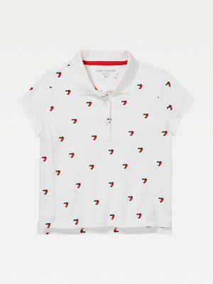 Camiseta Tommy Hilfiger Adaptive Seated Fit Heart Print Polo Niña Blancas | TH078GPQ