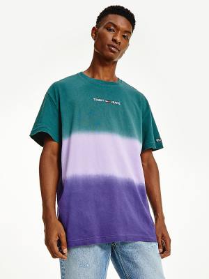 Camiseta Tommy Hilfiger Colour-Blocked Dip Dye Relaxed Fit Hombre Moradas | TH153QDX