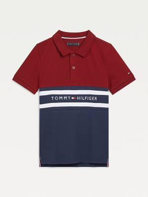 Camiseta Tommy Hilfiger Colour-Blocked Logo Polo Niño Rojas | TH738ROE