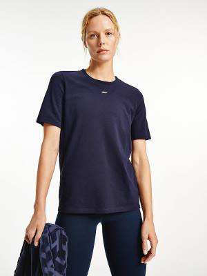 Camiseta Tommy Hilfiger Deporte Organic Algodon Mujer Azules | TH230FYI