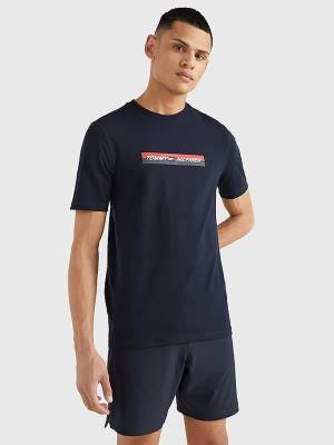 Camiseta Tommy Hilfiger Deporte Organic Jersey Hombre Azules | TH590UCX