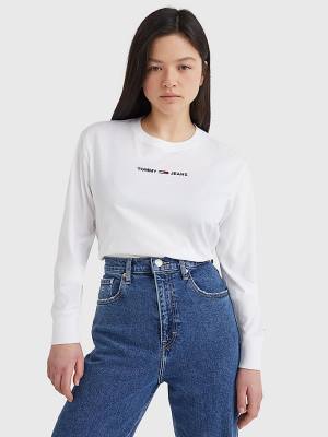 Camiseta Tommy Hilfiger Essential Long Sleeve Mujer Blancas | TH978ORK