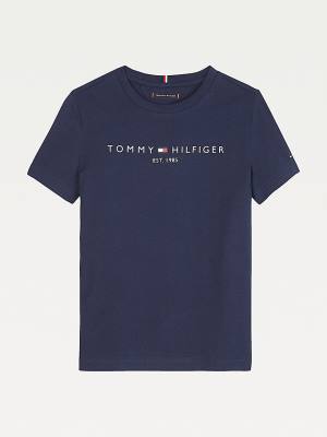 Camiseta Tommy Hilfiger Essential Organic Algodon Logo Niño Azules | TH863GBN