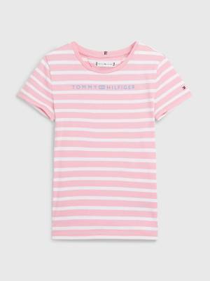 Camiseta Tommy Hilfiger Essential Stripe Niña Rosas | TH975CFK