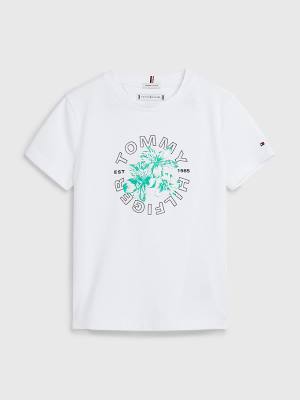 Camiseta Tommy Hilfiger Floral Graphic Organic Algodon Niña Blancas | TH201SEO
