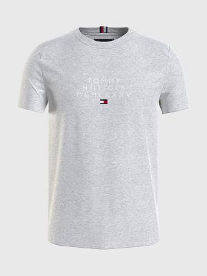 Camiseta Tommy Hilfiger Graphic Logo Hombre Gris | TH721ZAI