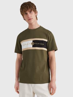 Camiseta Tommy Hilfiger Icons Crest Hombre Kaki | TH379AXQ