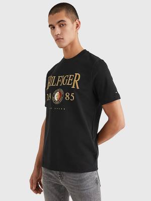 Camiseta Tommy Hilfiger Icons Relaxed Fit Hombre Negras | TH723IXP