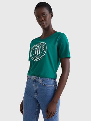 Camiseta Tommy Hilfiger Organic Algodon Print Mujer Verde | TH820NYU