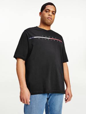 Camiseta Tommy Hilfiger Plus Signature Split Logo Hombre Negras | TH870DZP