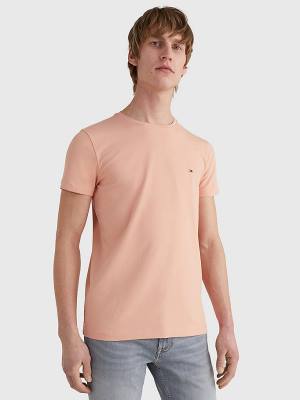 Camiseta Tommy Hilfiger Stretch Organic Algodon Slim Fit Hombre Naranjas | TH492RVF