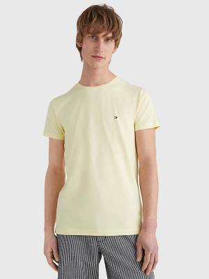 Camiseta Tommy Hilfiger Stretch Organic Algodon Slim Fit Hombre Amarillo | TH670YHC