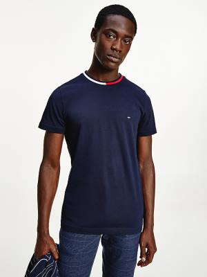 Camiseta Tommy Hilfiger TH Cool Flag Collar Hombre Azules | TH871OTS