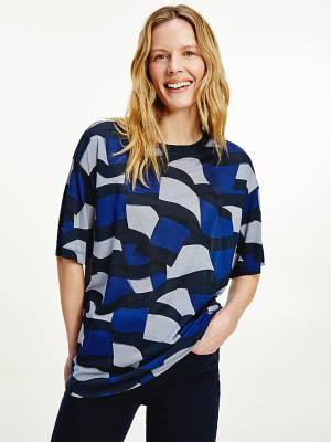 Camiseta Tommy Hilfiger Tommy Icons Motion Flag Relaxed Mujer Azules | TH524XMD