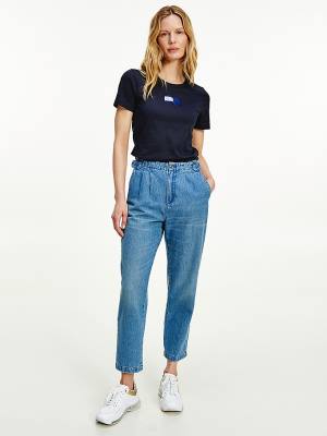 Camiseta Tommy Hilfiger Tommy Icons Slim Fit Mujer Azules | TH914BZM