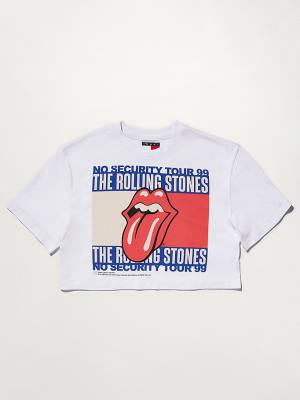 Camiseta Tommy Hilfiger Tommy Revisited Rolling Stones Cropped Mujer Blancas | TH145TCD