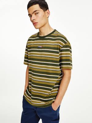 Camiseta Tommy Hilfiger Tonal Stripe Hombre Verde | TH751PKN
