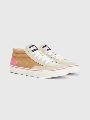 Zapatillas Tommy Hilfiger Colour-Blocked Mid Top Mujer Beige | TH845HJT