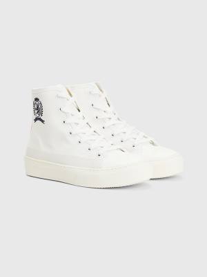 Zapatillas Tommy Hilfiger Crest Lona High Top Mujer Blancas | TH690XKW
