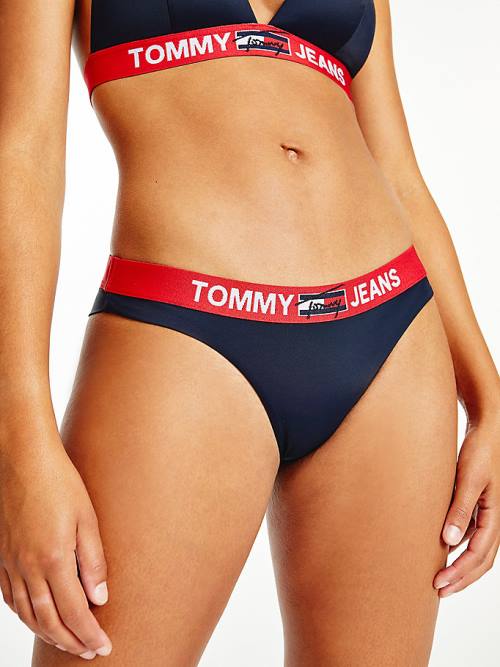 Bañadores Tommy Hilfiger Logo Waistband Brazilian Bikini Bottoms Mujer Azules | TH940XAS