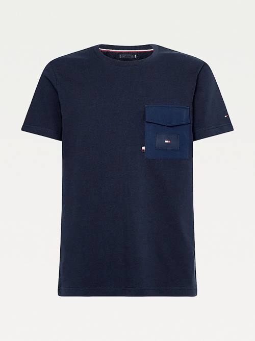Camiseta Tommy Hilfiger Contrast Pocket Relaxed Fit Hombre Azules | TH819BHG