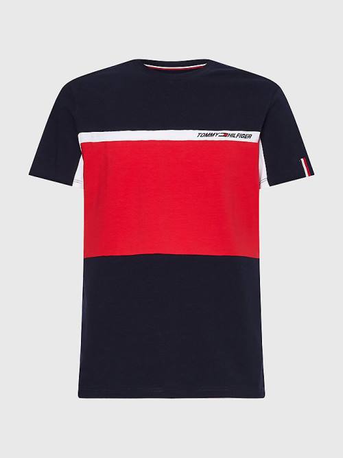 Camiseta Tommy Hilfiger Deporte TH Cool Colour-Blocked Hombre Azules | TH821KBQ