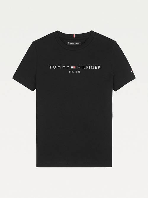Camiseta Tommy Hilfiger Essential Organic Algodon Logo Niño Negras | TH132KAG