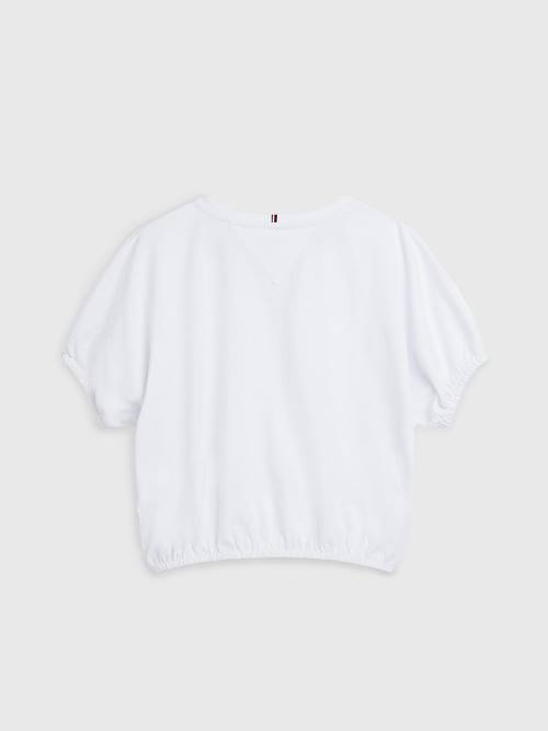 Camiseta Tommy Hilfiger Metallic Logo Elasticated Cintura Niña Blancas | TH096TSV