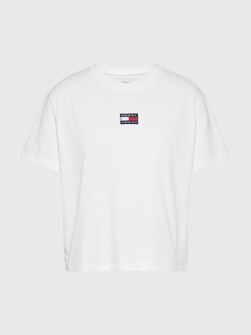 Camiseta Tommy Hilfiger Tommy Badge Crew Neck Mujer Blancas | TH532IAV